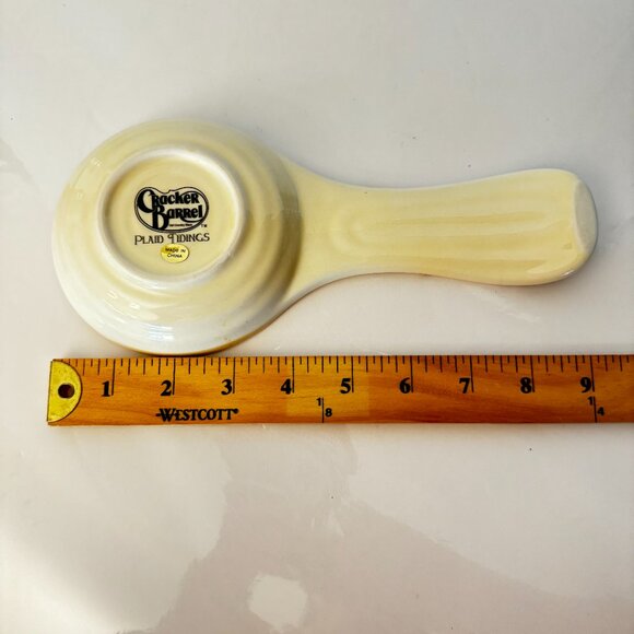 Cracker Barrel Plaid Tidings Cardinal Spoon Rest Stoneware Decorative Collection - Picture 5 of 7